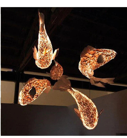 Fish Shaped Chandelier Retro Japanese Carp Staircase Pendant