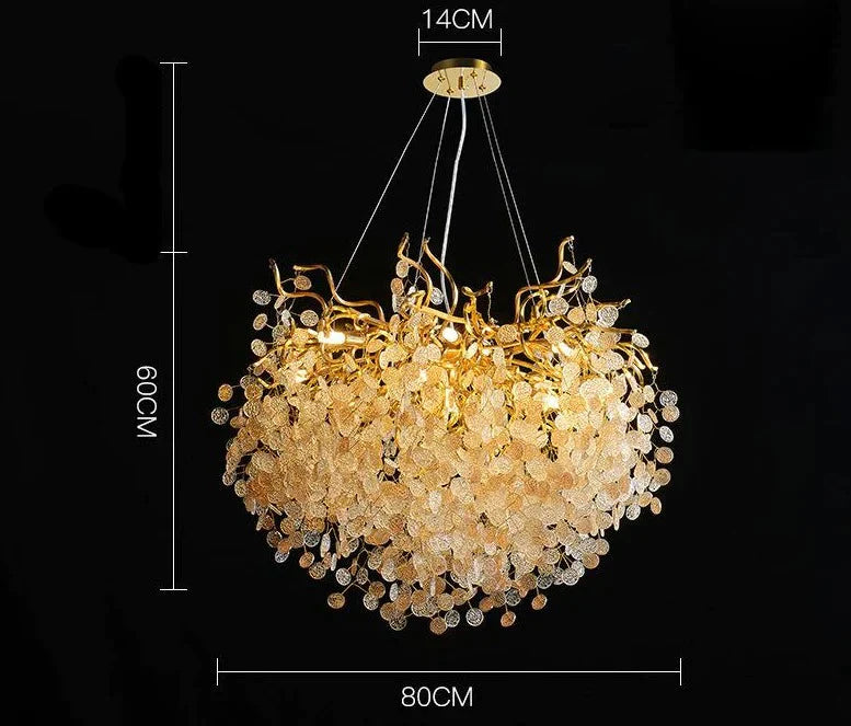European Crystal Chandelier Luxury Villa Project Branch Lamp C - Dia80Cm / Tri - Color Light Pendant