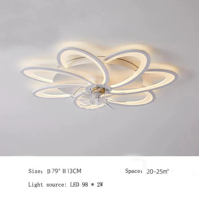 Nordic Living Room Led Creative Smart Windmill Ceiling Fan Light White - D79X13Cm / White Ceiling