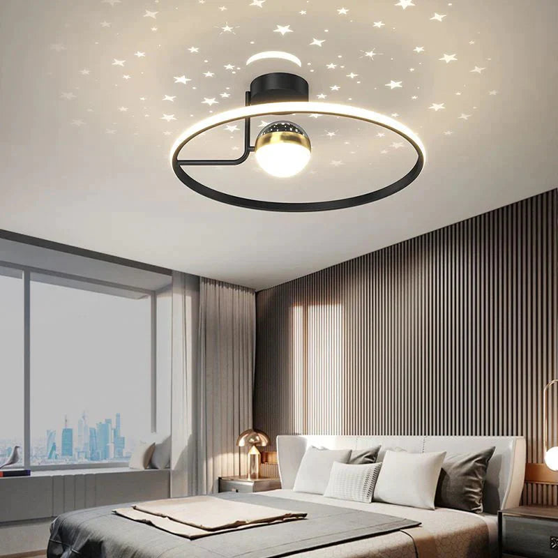 Light Luxury Romantic Starry Sky Bedroom Ceiling Lamp Moon Led