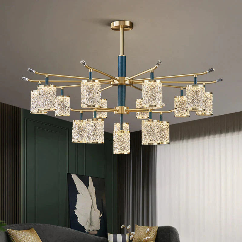 Nordic Luxury Crystal Living Room Chandelier Copper Postmodern Restaurant Simple Creative