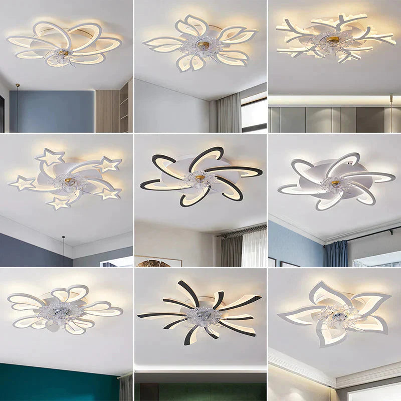Modern And Simple Petal Ceiling Fan Light Led
