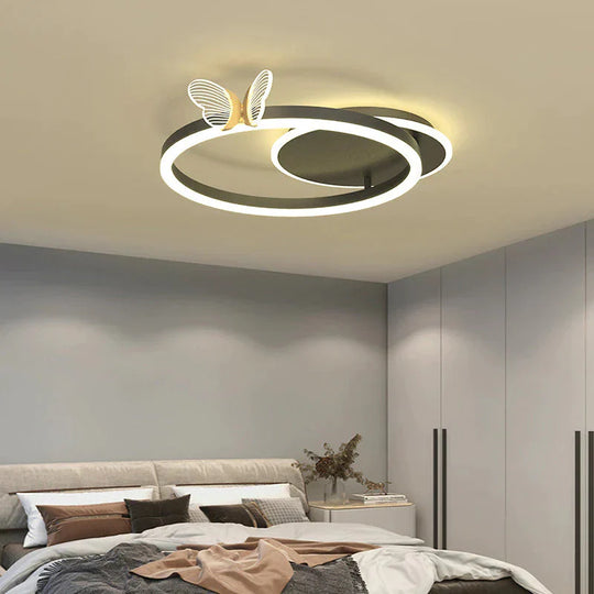 Led Ceiling Lamp Creative Butterfly Living Room Simple Modern Ring Hall Bedroom Decoration Black /