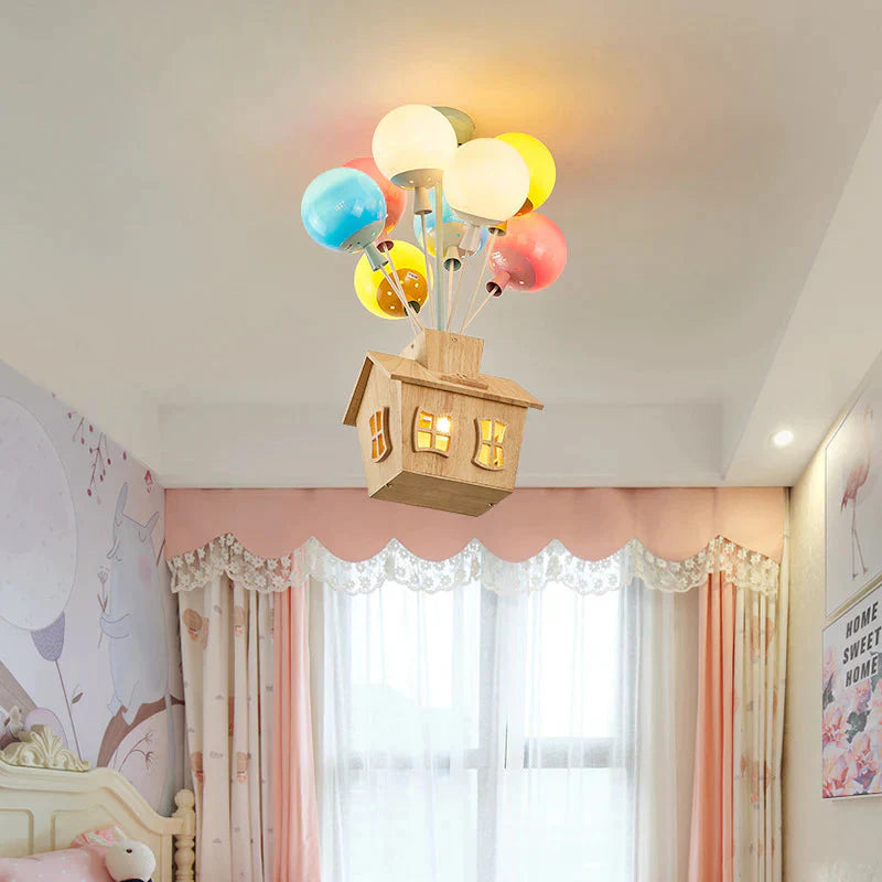 Balloon Creative Dream Cartoon Flying House Ceiling Lamp