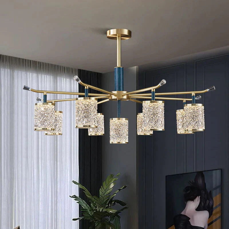 Nordic Luxury Crystal Living Room Chandelier Copper Postmodern Restaurant Simple Creative