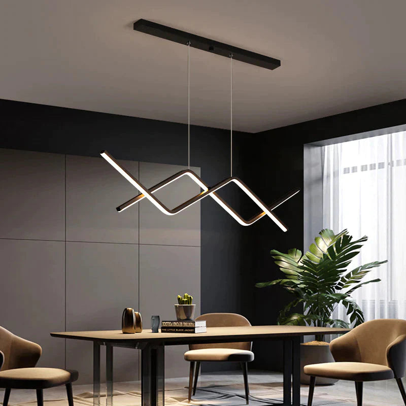 Simple Long Living Room Lamp Creative Personality Dining Bar Designer Restaurant Chandelier Black /