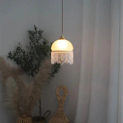 Copper Tassel Chandelier Pastoral Room Bedroom Bedside Lamp Bar Aisle Coppery / E 3 Heads Pendant