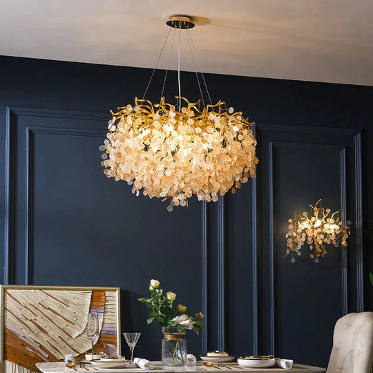 European Crystal Chandelier Luxury Villa Project Branch Lamp Pendant