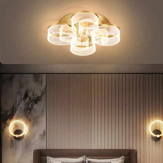 Living Room Ceiling Lamp Modern Simple Household Atmosphere Led Creative Flower Bedroom Gold / 4