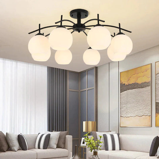Modern Simple Wrought Iron Bedroom Living Room Chandelier Study Dining Lamps A / 8 Heads White