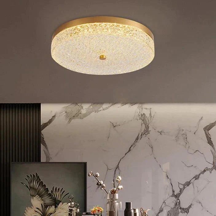 Luxury Crystal Bedroom Ceiling Lamp Round Atmosphere Simple Modern Room Led Master Lamps Copper