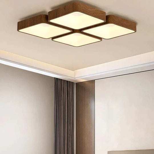 Headlight Ceiling Lamp Modern Minimalist Atmosphere Living Room Led Wood Grain Geometry Creative