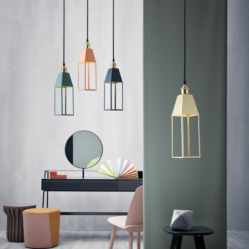 Nordic Modern Macaroon Colorful Led Pendant Light Individual Creative Hanging Lamp Restaurant