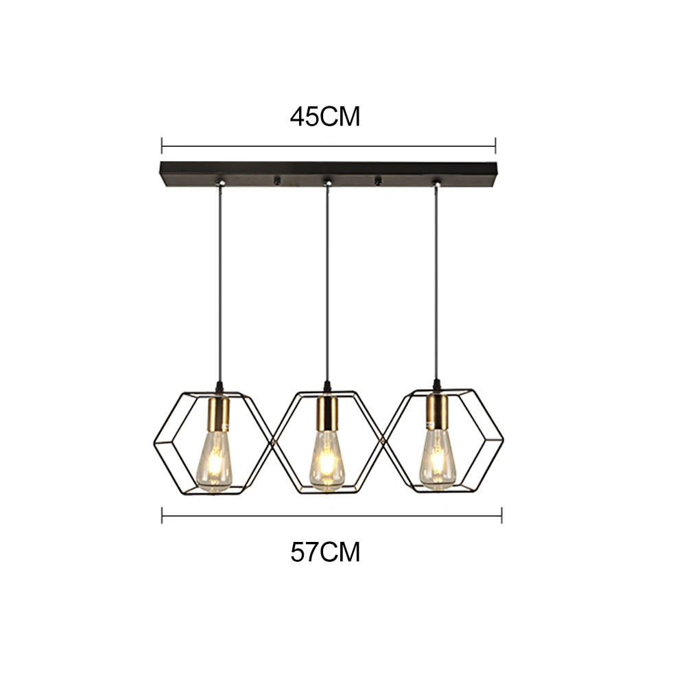 Modern Creative Led Chandelier Hanging Lamp Geometric Metal Frame Suitable For Restaurant Bedroom