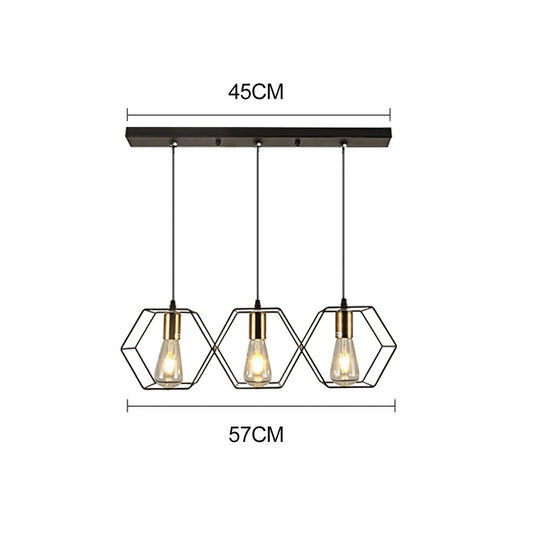 Modern Creative Led Chandelier Hanging Lamp Geometric Metal Frame Suitable For Restaurant Bedroom