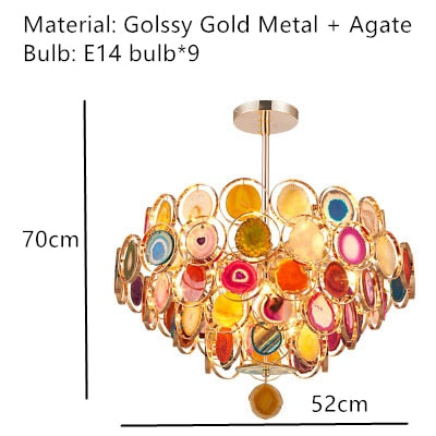 Beautiful Natural Agate Pendant Lights Foyer Bedroom Restaurant Hanging Lamp Gold Metal G4 Bulb Home