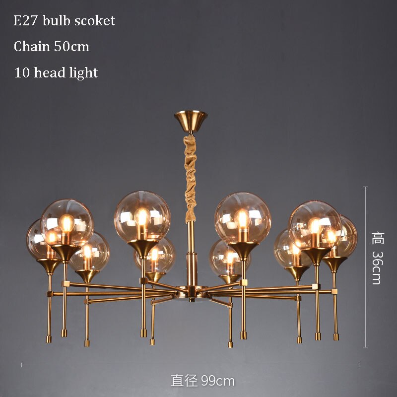 Led Chandeliers Bronze Nordic Magic Bean Glass Ball E27 Hanging Pendant Lights For Living Room