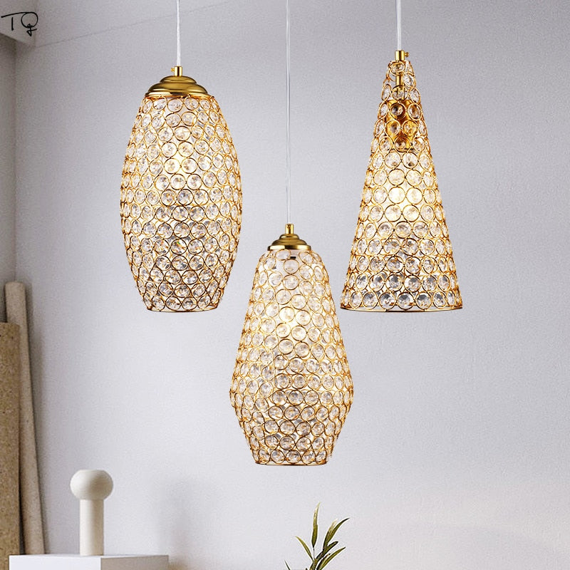 Italian Design Luxury Gold Lustre Crystal Pendant Lights Modern Light Fixtures For Living/Dining