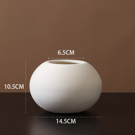 Minimalist Handmade Zen Ceramic Vase: Modern Decorative Art For Living Room And Home White B