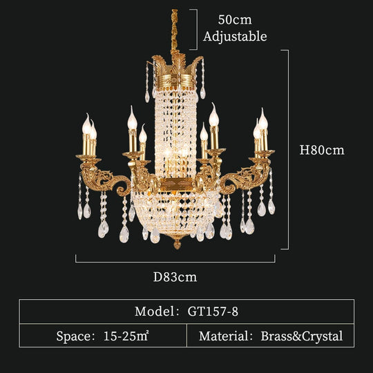 French Style Brass Chandelier High Standard In Quality Lamps With Crystals Hanging Pendant Light