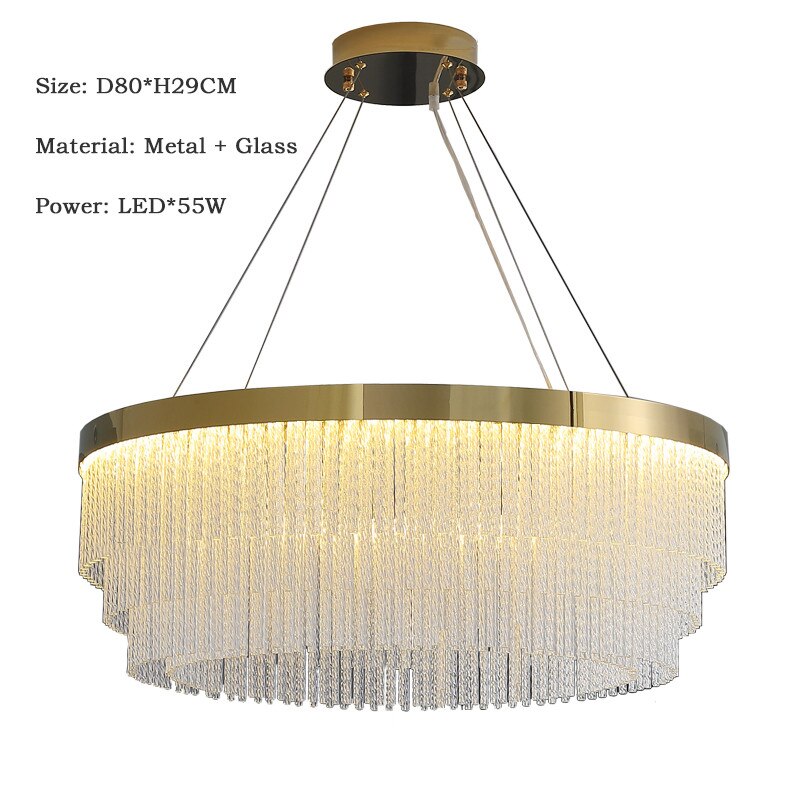 Moden Chandelier Lighting For Living Room Luxury Round Twisted Crystal Pendant Lamp Home Indoor