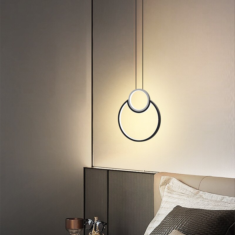Modern Minimalist Led Pendant Lamp Nordic Circular Bedside Hanging Creative Simple Design Home