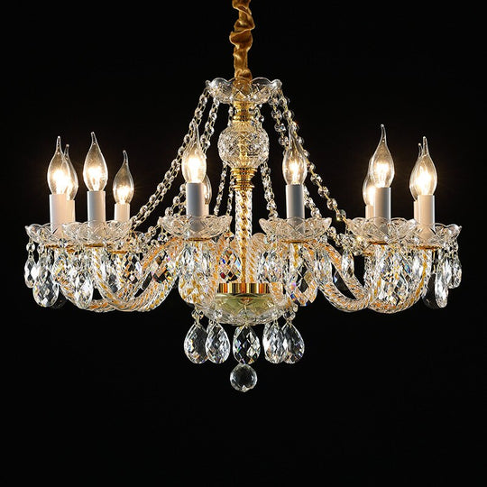 Golden Brilliance: Luxury Crystal Chandelier - An Opulent Suspension Luminaire For Bedroom Living