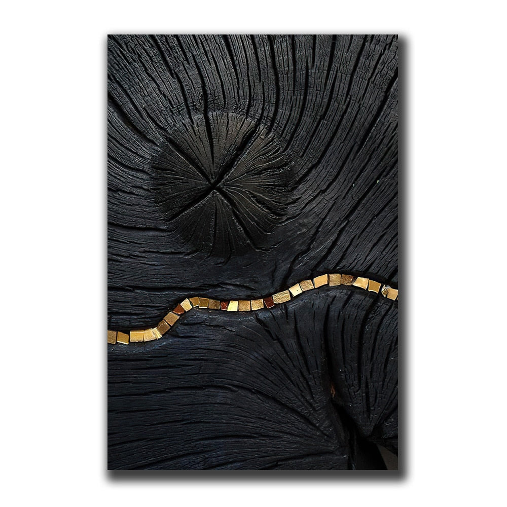 Golden Black Wood Texture Canvas Art - Modern Nordic Decor For Living Room 40Cmx50Cm(No Frame) / 12