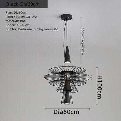 Nordic Design Wrought Iron Multi - Layer Mesh Spotlight Pendant Chandelier For Hotel Dining Room