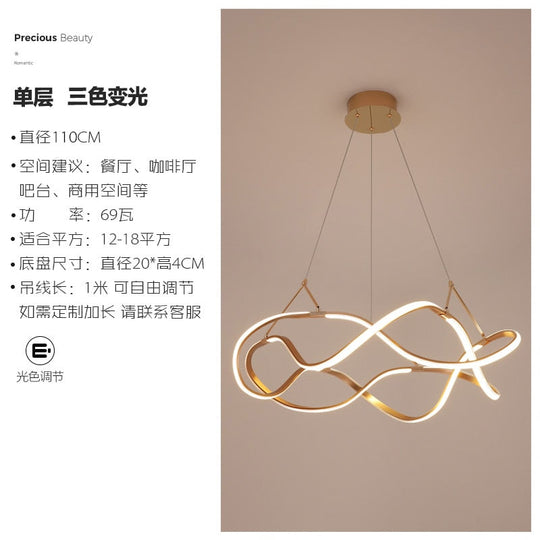 Nordic Luxury Gold Lustre Ring Led Decorative Pendant Lights Modern Simple Hanging Lamp Living Room