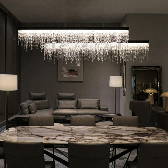 Modern Luxury Chandelier For Dining Room Kitchen Island Long Hanging Led Lamp Gold Chrome Black