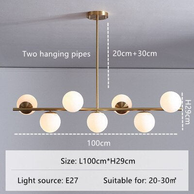 White Glass Ball Ceiling Chandelier For Dining Table Bar Restaurant Bedroom Hanging Lamp Fixtures