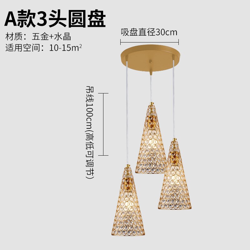 Italian Design Luxury Gold Lustre Crystal Pendant Lights Modern Light Fixtures For Living/Dining