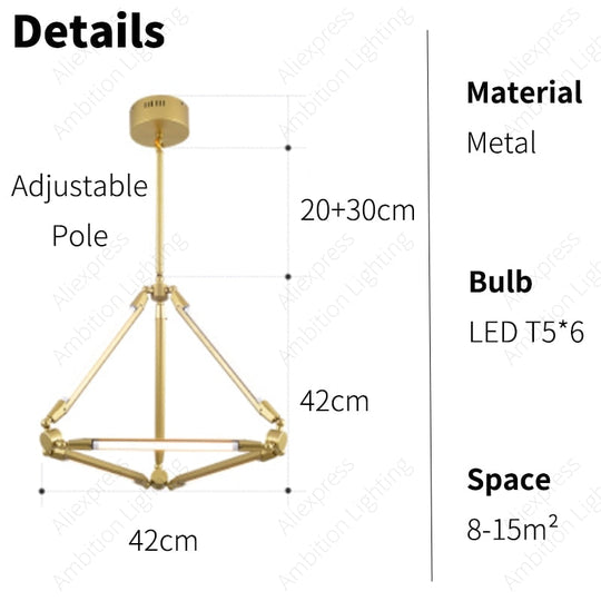 Nordic Simplicity: Geometric Line Led Chandeliers For Minimalist Spaces 6 Lights / Warm Yellow