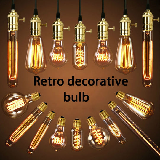 E27 Retro Edison Bulb 220V 40W Light A19 G80 G95 St64 T10 T45 Filament Vintage Ampoule Incandescent