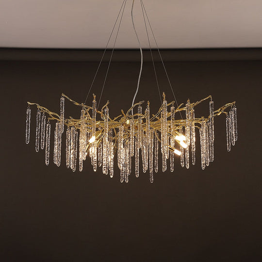 Modern Crystal Chandelier Manufacturer Golden Branch Indoor Luxury Hotel Restaurant Ceiling Hanging