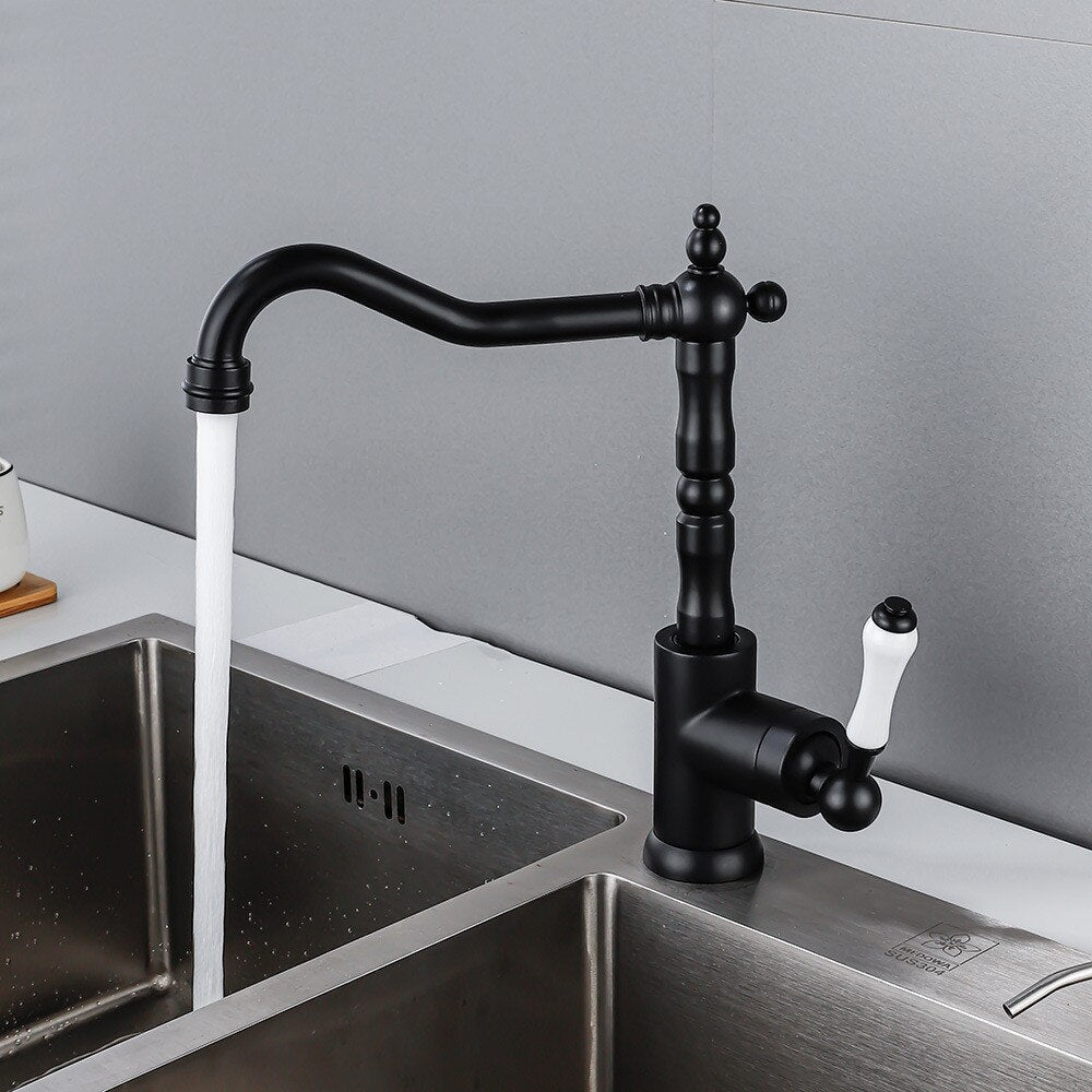 Kitchen Faucets Black For Antique Sink Mixer Single Lever Chrome Mixers Tap Hot Cold Water Crane /