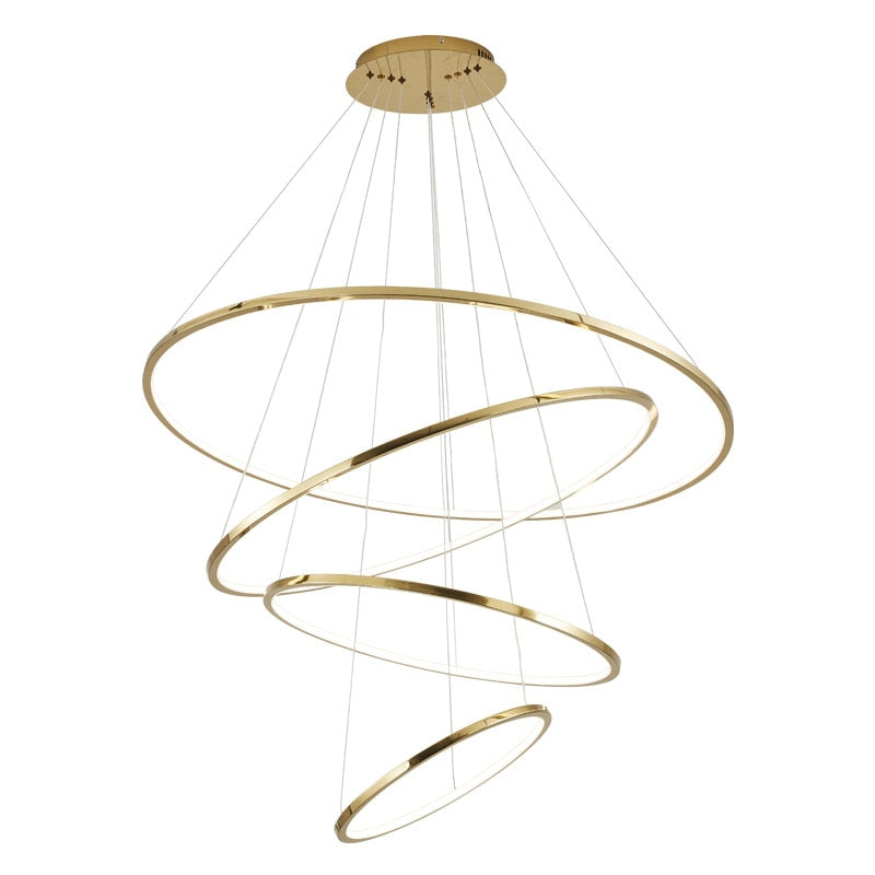 Art Deco Led Stainless Steel Golden Silver Ring Hanging Lamps Lustre Pendant Light Lighting