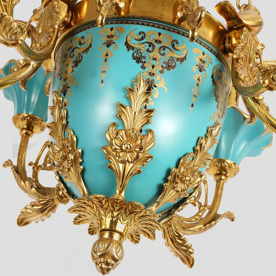 Versailles - French Classical Ceramic Chandeliers Exquisite Handmade Copper Candle Luxury Lamps In