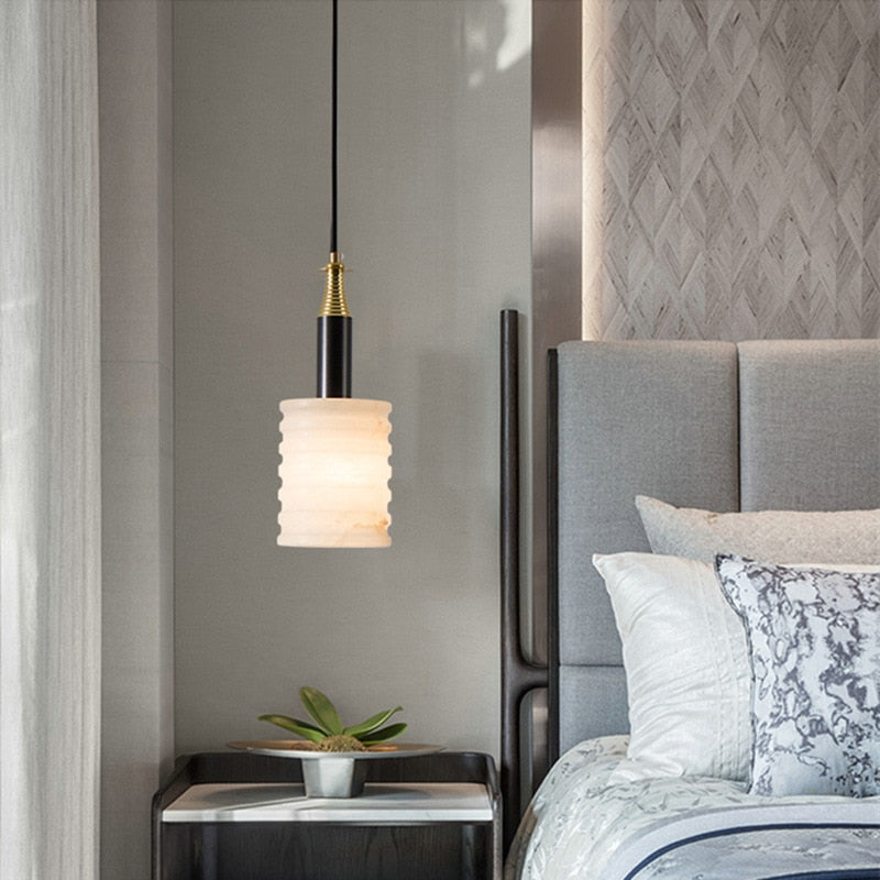 Sleek Marble Pendant Lamp With Copper Accents - A Nordic Designer Fixture For Restaurants Bars