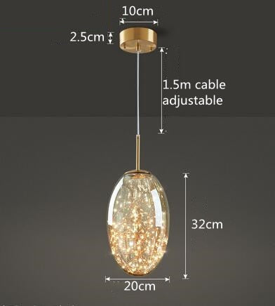 Creative Led Glass Lamp Store Cafe Dining Room Kitchen Table Decor Pendant Lights Modern Indoor