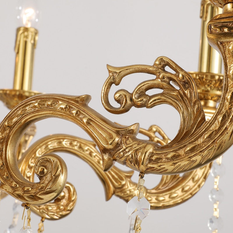 French Style Brass Chandelier High Standard In Quality Lamps With Crystals Hanging Pendant Light