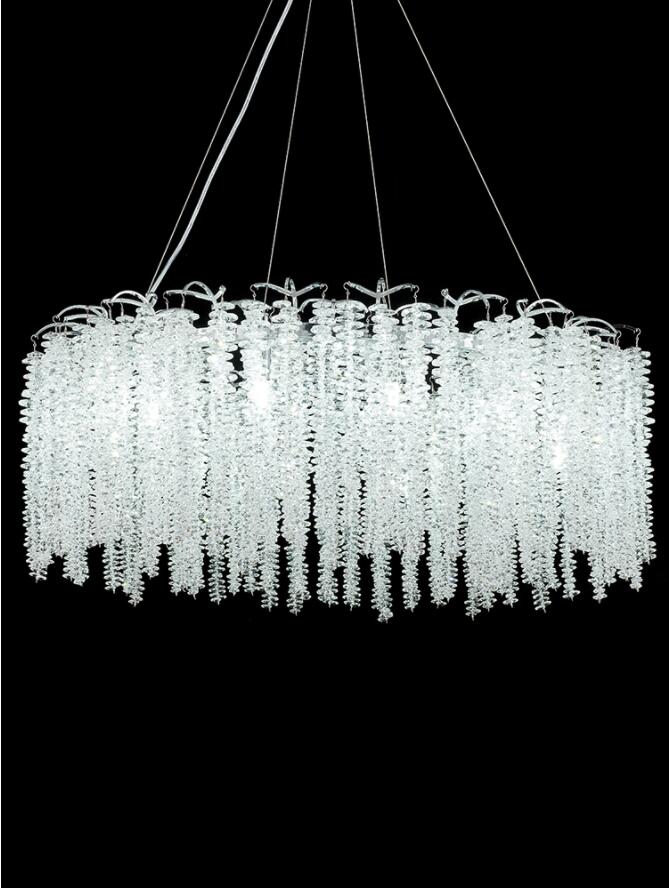 Modern Fringed Crystal Chandelier Led Luxury Dining Room Circular Living Decorative Lighting Chrome
