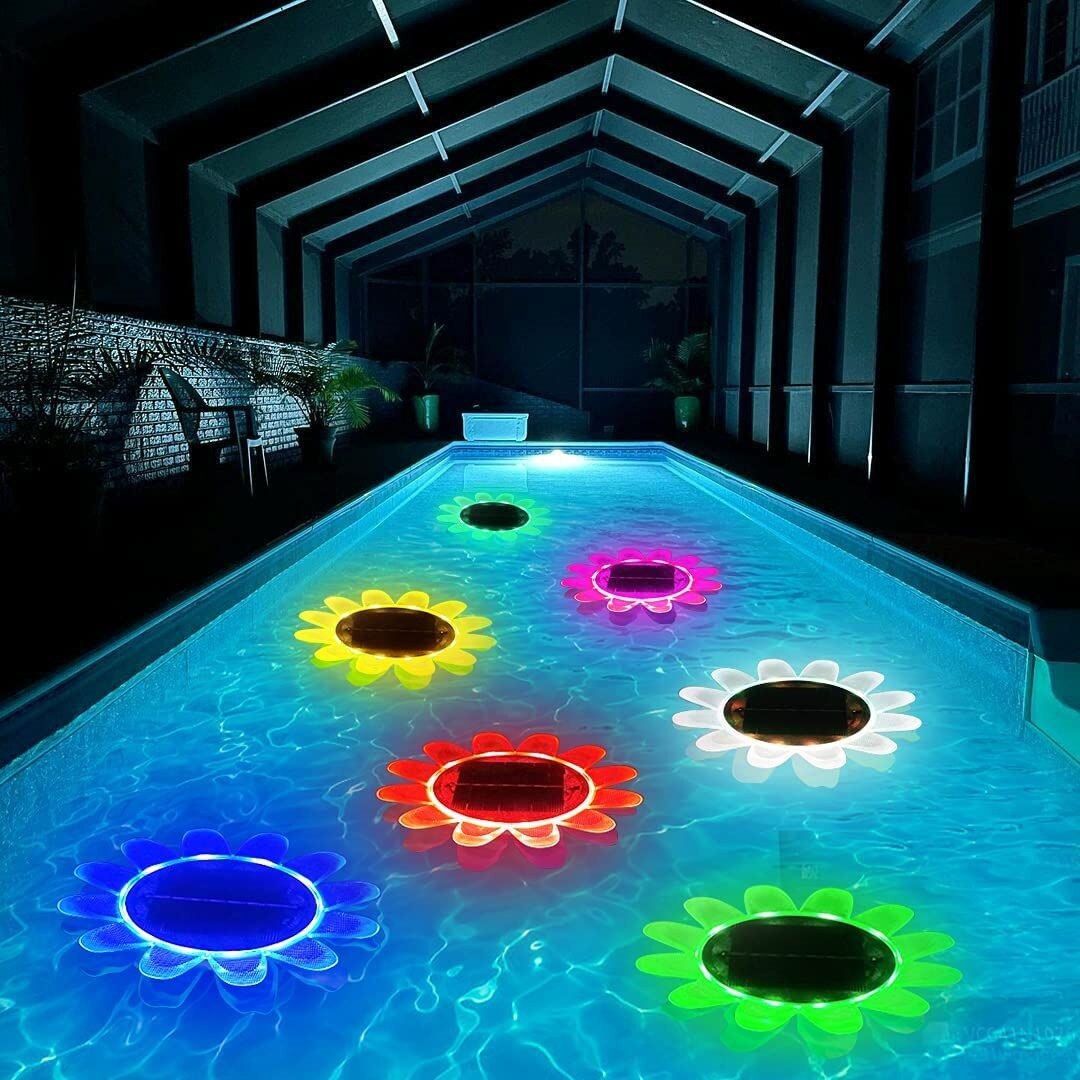 Solar Floating Pool Lights With Colorful Changing Ip68 Waterproof Sunflower Swimming Light For