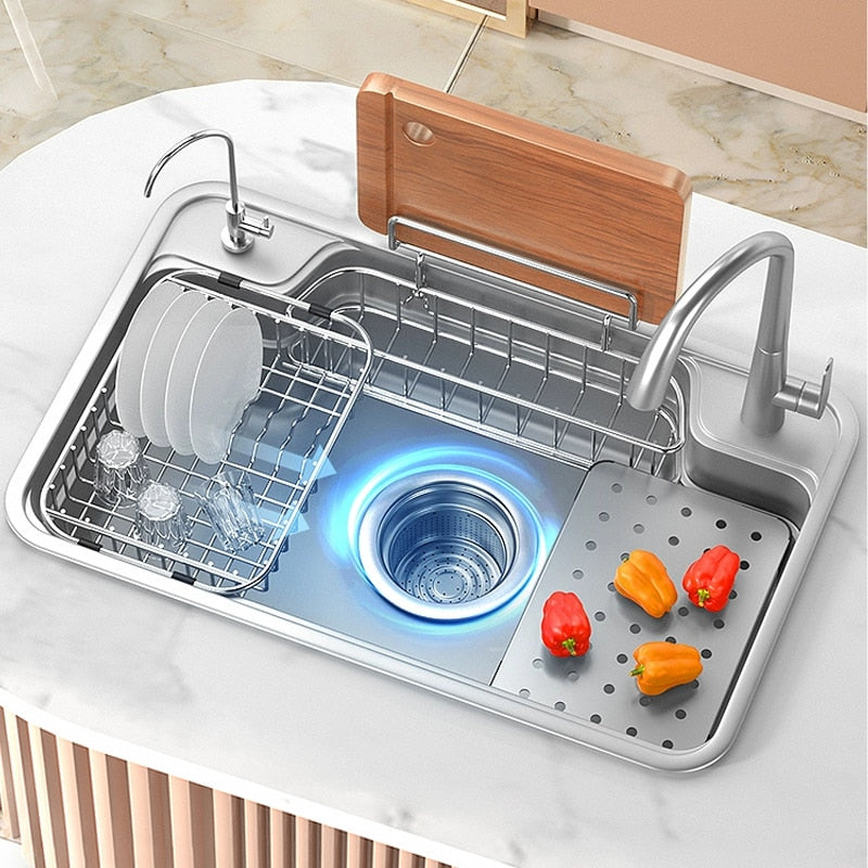 Stainless Steel Kitchen Sink Large Single Slot Household Dishwashing Under The Counterbasin