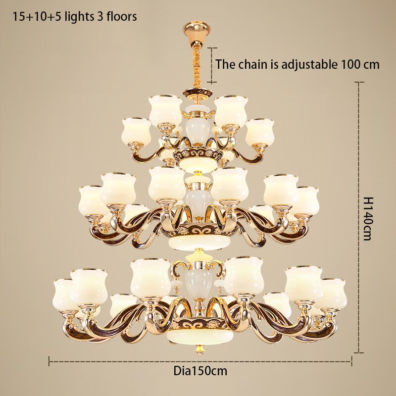 European Style Building Chandelier Villa Living Room Large Middle Floor Lamp Long Stair Light 30