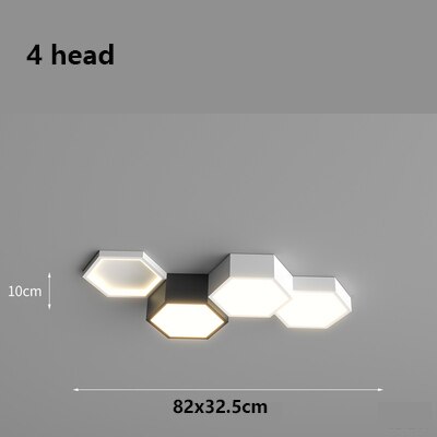 Modern Black White Pendant Lamp Geometric Polygon Led Chandelier Dining Table Living Room Bar