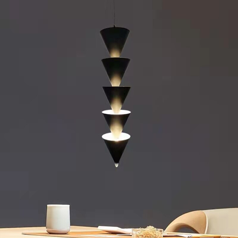 Gold Black Cone Led Pendant Lamp Living Room Bedroom Hall Shop Atmosphere Hanging Light Fixtures