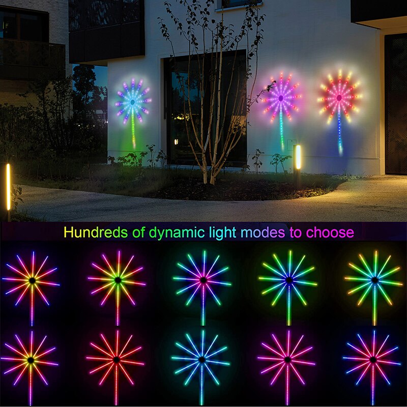 Solar Rgbic Fireworks Lights: Synced Color - Changing Decor For Gazebos Lights