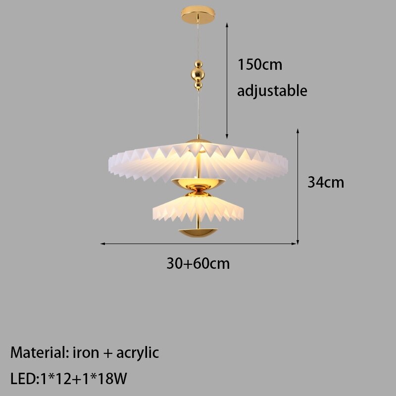 New Style Led Chandelier Umbrella Shaped White Acrylic Gold Metal For Dining Room Kitchen Bedroom